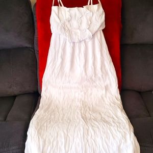🛑EUC IZ Beyer White Flirty Long Maxi Dress LG